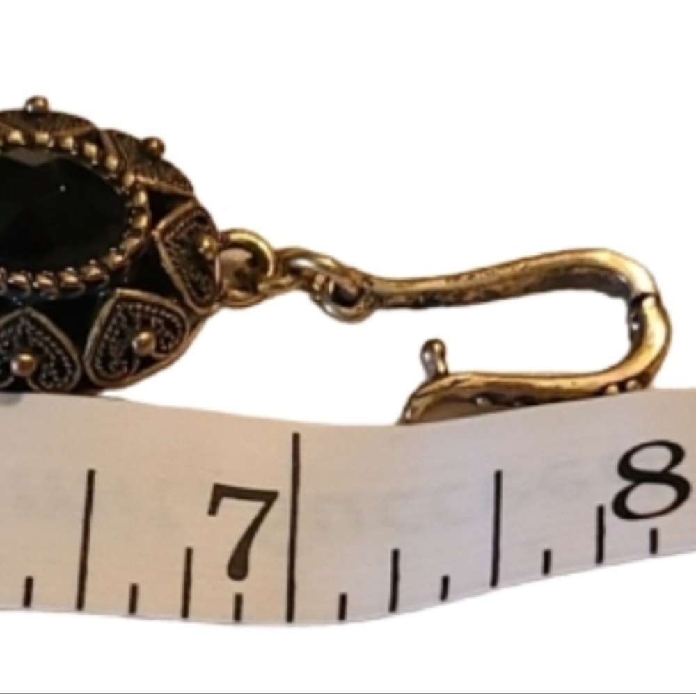 Lucky Brand Goldtone & Black Antique Style 8" Bracelet New - Picture 5 of 9